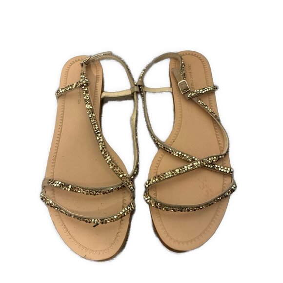 zara sandals 2604/101/111 Flat Crystal Beige Copper Silver Slingback 11 - Picture 1 of 6